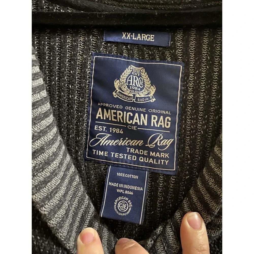 American Rag Mens Cowlneck Sweater Size XXL Black Cotton Stretch Pullover Twill